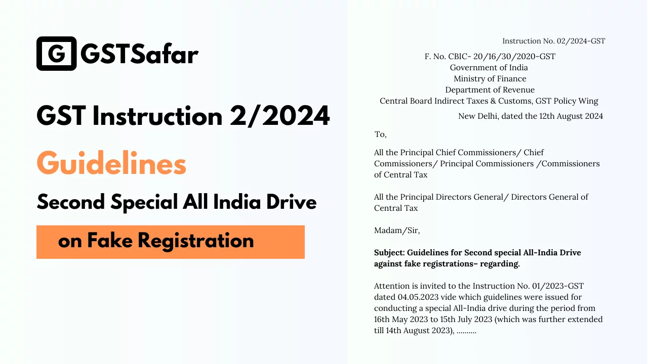 GST Instruction on Fake Registration