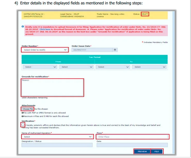 rectification of Orders